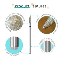 HYTOOS Fraise à ongles diamantée pour cuticules 2,3 mm à bout arrondi, outil de préparation russe pour nettoyer les peaux mortes, pour technicien en manucure