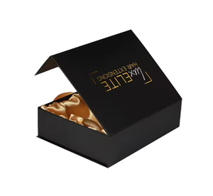 Boîte d'emballage rigide <span class=keywords><strong>en</strong></span> carton noir avec couvercle et base pour cosmétiques, chocolats, vins, gâteaux de lune, soins de la peau, avec logo personnalisé et boîte cadeau garnie de papier déchiqueté - Product Image 2