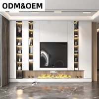 Meuble TV en bois moderne sur mesure avec rangement ajustable, fabriqué en usine, pour salon, maison et hôtel