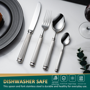 Bán Buôn Số Lượng Lớn Bạc Vintage Knife <span class=keywords><strong>Spoon</strong></span> <span class=keywords><strong>Fork</strong></span> Set Chất Lượng Cao Nhà Hàng Cưới Khách Sạn Flatware Thép Không Gỉ Bộ Dao Kéo - Product Image 3