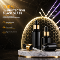 Flacon compte-gouttes en verre noir 60ml 80ml 100ml pour huiles essentielles et aromathérapie, emballage en gros, fournisseur, logo personnalisé