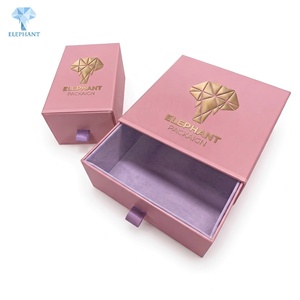 Caja Rígida de Lujo con Cajón Deslizante, Papel Dorado Rosa Personalizado, Forro de Terciopelo, Cinta para Cerrar, para Joyería, Cosméticos y Embalaje - Product Image 1