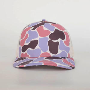 หมวกทรูเกอร์ตาข่ายปรับแต่งลายพรางสีชมพูหัวเข็มขัดพลาสติกโพลีเอสเตอร์ Gorras 6แผง Ri112หมวกคนขับรถบรรทุกสินค้า OEM - Product Image 6