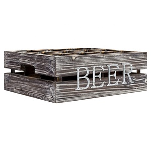 <strong>Wooden</strong> Storage <strong>Crates</strong> with Handles Beer Carrier Rustic <strong>White</strong> <strong>Wooden</strong> Beer <strong>Crate</strong> Box for 12 Bottles - Product Image 4