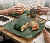Papier d'emballage écologique, résistant à la graisse, recyclable, imprimé sur mesure, de qualité alimentaire, imperméable, pour pizza, snack, burger, sandwich, burrito