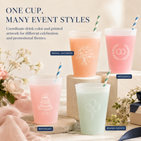 Düşük Minimum Sipariş Adedi Özel Logo Serigrafi Baskılı Buzlu 12oz Taşınabilir Plastik Yeniden Kullanılabilir Düğün Bekarlığa Veda Partisi PP Stadyum Bardağı