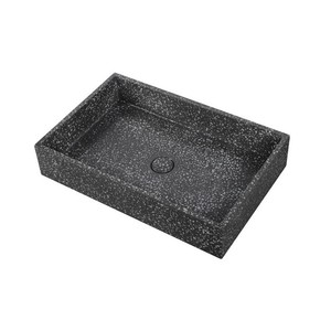 Lavabo Rectangular Moderno KAMALU KTERD-600N con Acabado en Terrazo Negro, Piedra Ovalada y Mármol para Baño - Product Image 3