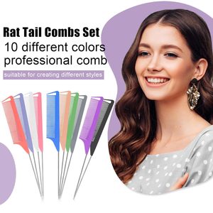 Peigne à queue de rat antistatique en plastique, vente en gros d'usine, pour salon de coiffure, tressage, avec logo personnalisé, pour séparation des cheveux, peigne de barbier - Product Image 4