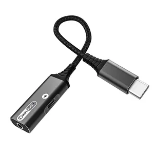 Novo produto tipo c adaptador de auscultadores 2 em 1 adaptador de áudio jack tipo c para 3.5mm adaptador de áudio divisor para o telefone Android