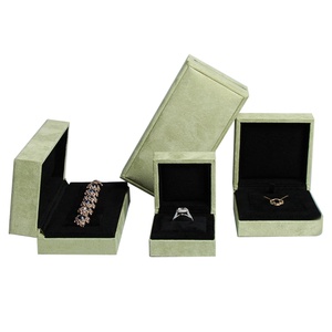 Brand Designer Rectangular Suede Jewelry Storage <b>Box</b> Premium Fashion Bracelet Ring Necklace <b>Gift</b> <b>Box</b> with Paper Sleeve - Product Image 2