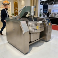 Wok en fonte de 150 L à alimentation directe GPL/GNL, avec extérieur en acier inoxydable, agitation planétaire, contrôle de la température et revêtement de qualité alimentaire pour