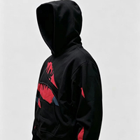 Sweat à capuche pour homme en coton 100% style streetwear vintage avec logo personnalisé, coupe ample, couleur unie, en molleton, broderie