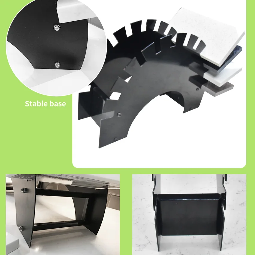 Tsianfan High Quality Exhibition Metal Tabletop Semicircle Marble Stone Desk Stand Countertop Quartz Display Rack