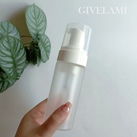 Vente en gros de flacons pompe en plastique PET givré de 100 ml, 120 ml, 150 ml, pour nettoyant facial cosmétique avec couvercles blancs pour contenants cosmétiques