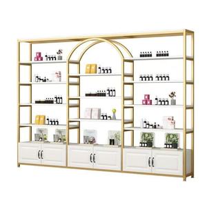 Estantes de Cosméticos de Diseño Moderno, Exhibidores de Cosméticos Dorados para Tiendas Minoristas con Gabinete, Personalización de Logotipo y Tamaño - Product Image 5