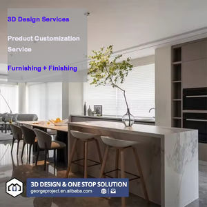 פרויקט וילה צרפתית פינת פאר זכוכית מטבח תצוגה ארונות תצוגה מוכנים להרכיב קושים מודרני - Product Image 2