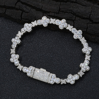 Bracelet chaîne fleur croisée NUOYA 10MM plaqué or 18 carats micro-pavé CZ Diamant Iced Out Hip Hop Bijoux de mode Cadeau