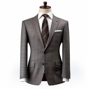 Chaqueta de <span class=keywords><strong>traje</strong></span> de hombre a <span class=keywords><strong>cuadros</strong></span> <span class=keywords><strong>gris</strong></span> personalizada hecha en China Chaqueta de <span class=keywords><strong>traje</strong></span> de lana de un solo pecho - Product Image 2