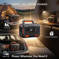 Station d'alimentation portable 300W, générateur solaire à batterie lithium avec ports AC, DC, USB et lumière LED pour le camping, les activités de plein air, les situations d'urgence et la maison