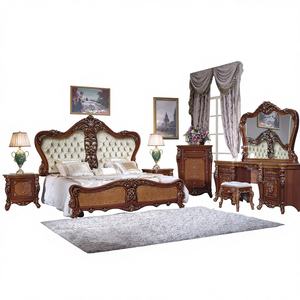 Juego de Dormitorio de Madera Maciza Tallada a Mano de Estilo Antiguo de Mediados de Siglo, para Habitación de <span class=keywords><strong>Hotel</strong></span> de 5 Estrellas, Muebles de Estilo Europeo para Mansiones, Venta al por Mayor - Product Image 1