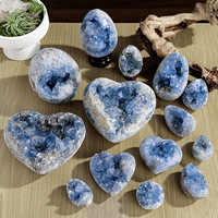 Geoda de Celestita Azul Natural, Cristal en Bruto, Forma Irregular, Adorno Decorativo para Decoración del Hogar