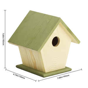 Decoratief vogelhuisje met afneembaar dak, natuurlijke houten nestkast voor knutselen - Product Image 6