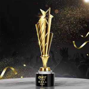 Trophée en cristal <span class=keywords><strong>personnalisé</strong></span>, cadeau souvenir, trophée en cristal étoile avec étoile en métal - Product Image 6
