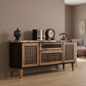Table console ottoman en bois, meuble d'appoint avec rangement pour entrée et salon - Product Image 2