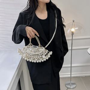 Bolsos de Mano de Noche con Cuentas para Mujer, Bolsos de Fiesta Formales para Novia, Bolsos de Hombro con Cadena, Bolsos de Mano Hechos a Mano con Cuentas, Bolsos de Mano de Perlas para Mujer - Product Image 3