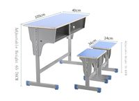 Ensemble bureau et chaise pour élèves du primaire, mobilier de classe pour enfants, table d'étude et chaise combinées, durable, en métal et en bois