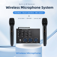 UHF Çift Kanallı Kablosuz El Tipi Mikrofon Sistemi, Kullanımı Kolay Karaoke Mikrofonu için Dahili Metal HD Çıkışlı