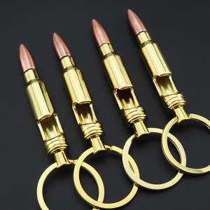 Llavero abrebotellas de Metal chapado en oro, Logo personalizado, <span class=keywords><strong>Bullet</strong></span>, autodefensa, promoción al por mayor - Product Image 2