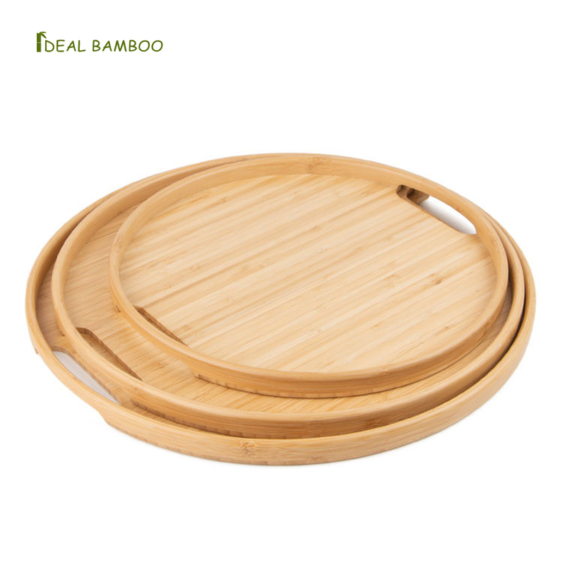Natural Round Wood Tray for Home