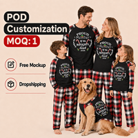 Ensemble de pyjamas assortis en flanelle à carreaux pour Noël, personnalisables, pour toute la famille (hommes, femmes, enfants), en polyester, livraison directe, POD, MOQ 1 pièce