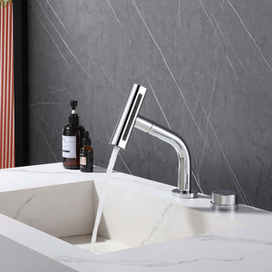 Robinet de lavabo de salle de bain <span class=keywords><strong>deux</strong></span> trous fendus extractible chaud et froid multi-fonction pluie cascade <span class=keywords><strong>robinets</strong></span> de bassin mitigeurs - Product Image 2
