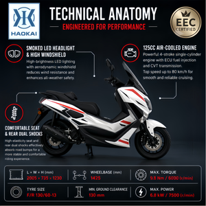 Scooter à essence aérodynamique 125CC, 80 km/h, haute performance, pratique pour les trajets quotidiens en ville et les déplacements en centre-ville, moto pour adultes - Product Image 2
