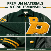 Blouson universitaire personnalisé pour homme avec patchwork en chenille, mélange de laine et manches en cuir, coupe-vent, écoresponsable, style streetwear, motif lettres
