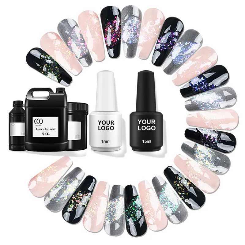 2023 nouvelle annonce Gelpolish marque privée naturel Uv longue durée Salon réfléchissant ongles paillettes couche de finition sans Hema