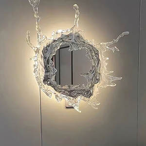 Diseño italiano de lujo Exclusivo Art Deco Gold Mirror Ball Decoración de pared para sala de estar y pasillo Hecho de latón - Product Image 4