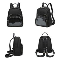 Sac à dos en nylon imperméable pour petits ours mignons avec fermeture éclair et poche intérieure pour l'affichage des badges d'anime