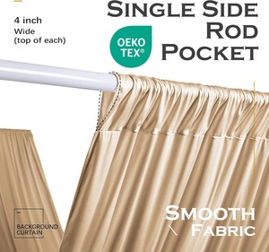 Beige <b>Ceiling</b> Curtain for Wedding Parties 4 Panels Wrinkle-Free 40 FT Long Tent Draping Curtains for Wedding Birthday Theme - Product Image 3