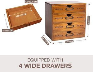 Lưu trữ bằng gỗ cổ điển tuổi nhà văn phòng bàn tổ chức với 4 ngăn kéo trang trí hộp có nắp đậy - Product Image 3