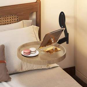 French Small <strong>Folding</strong> Desk Round Foldable Wall <strong>Table</strong> with Retractable Shelf Wood <strong>Coffee</strong> <strong>Table</strong> Desk for Bedroom Living Room Study - Product Image 1