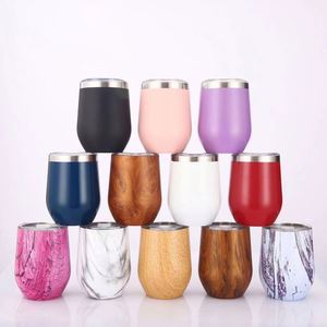 Eco-Friendly 12oz Stainless Steel Thermal Cup Multi-Color Stemless Wine Mug Glasses for Camping for <b>Champagne</b> Drinks Tumbler - Product Image 4