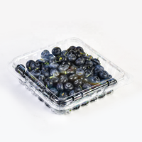 Boîte d'emballage pour fruits Lesui 1LB en plastique PET recyclé, boîte d'emballage pour fruits rouges, boîte à clapet pour myrtilles avec trous