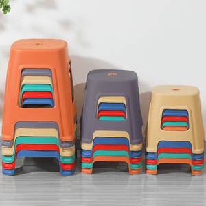 Thickened Plastic Stool <b>Stackable</b> Household <b>Dining</b> <b>Chair</b> Adult Low Stool Simple Square Design Non Slip Seat - Product Image 1