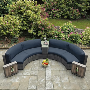 Ensembles <span class=keywords><strong>de</strong></span> <span class=keywords><strong>salon</strong></span> personnalisés Bali Meubles <span class=keywords><strong>de</strong></span> luxe en aluminium ovale en rotin Faux bambou Meubles canapé en rotin - Product Image 3