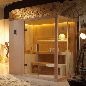 Sauna sec intérieur traditionnel finlandais au design moderne, poêle 6 kW, bois massif de pruche, fenêtres à traverse, vapeur personnelle - Product Image 5