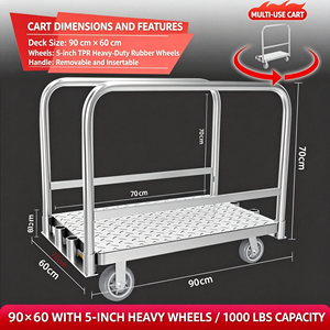 Luggage Cart Travel Ready Fold Flat Airport Use Baggage Help Folding Luggage Cart With Wheels Professional Transport System - Product Image 4