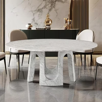 Table de restaurant en marbre travertin naturel, la plus populaire de Modernluxury, pour 6 personnes, salle à manger, table de salle à manger en marbre poli
